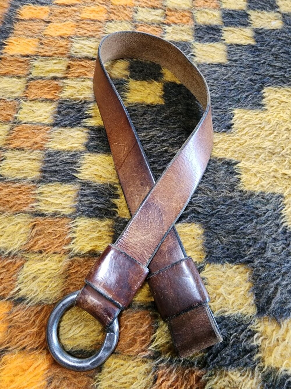 Brown Leather Ring Buckle Belt | Vintage Style